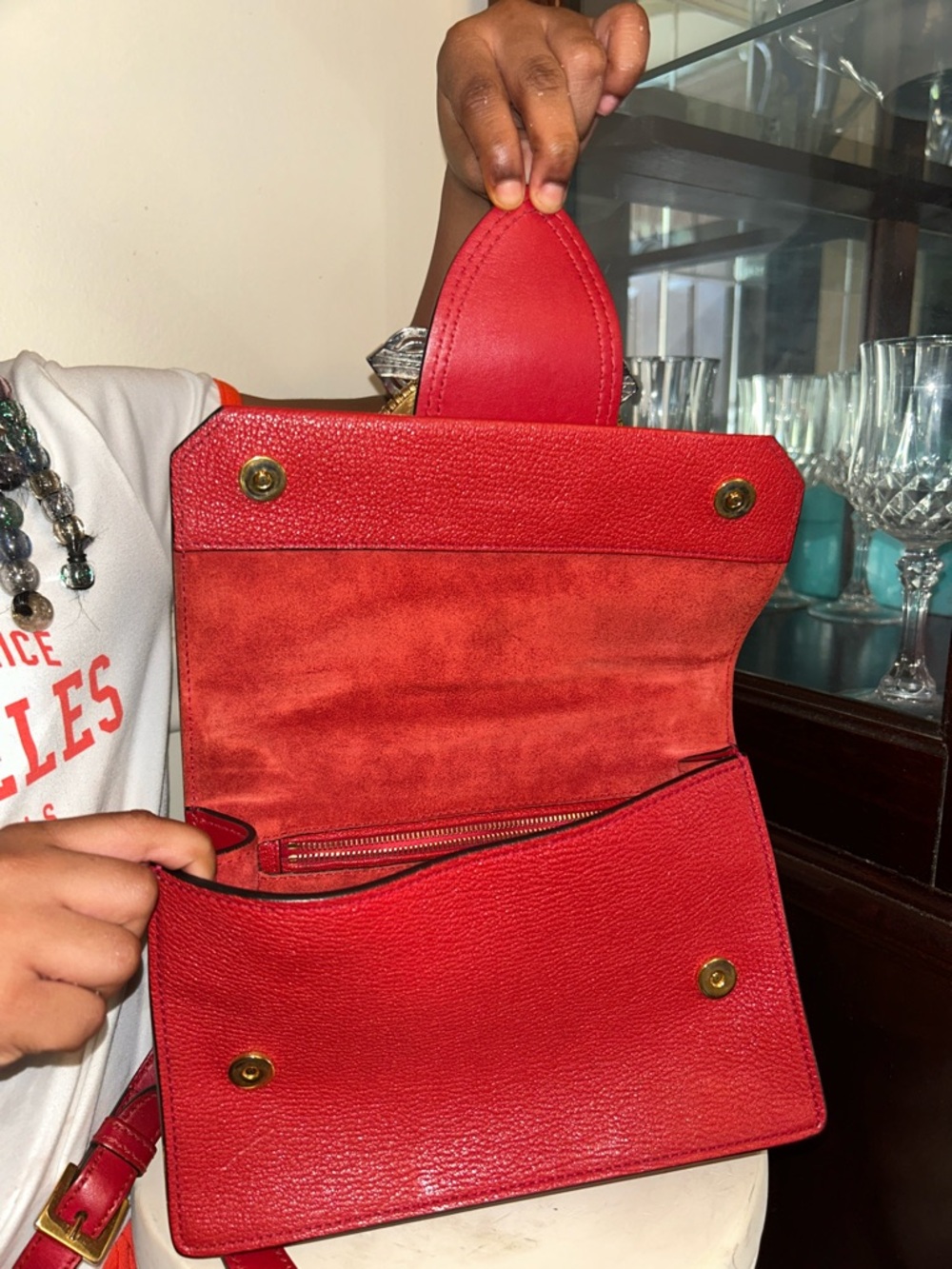 Miu Miu Red Embellished Crossbody Bag - Picture 7 of 9